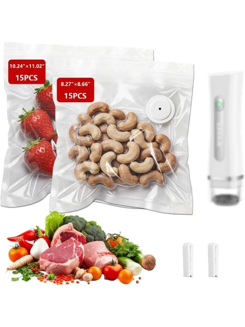 30 Pack Reusable Vacuum Sealer Bags - BPA-Free Heavy Duty Sous Vide & Food